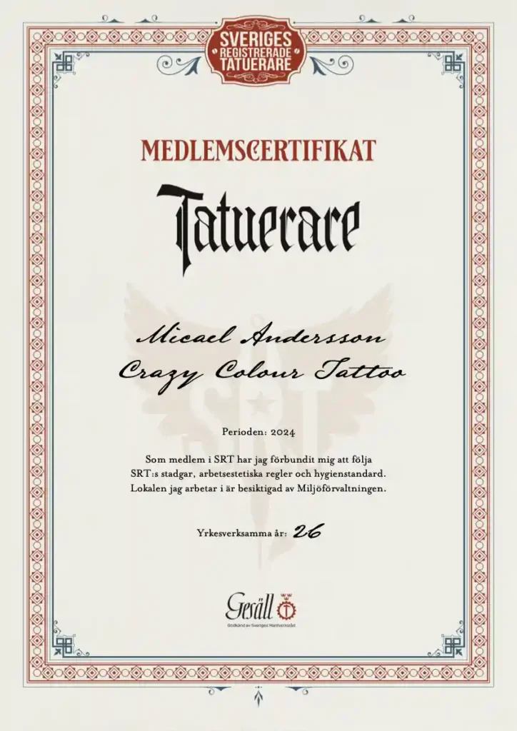 Mikess medlemscertificat i SRT